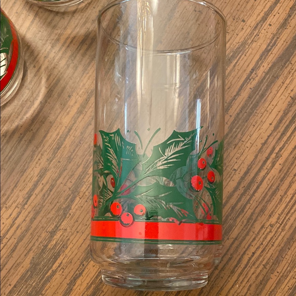 Libbey Holiday Glass with Green and Red Design